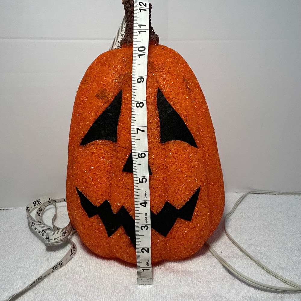 Vintage Kmart Halloween Melted Plastic Popcorn Pumpkin Jack-O-Lantern Light 12" - Picture 4 of 10